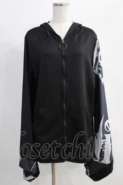 NieR Clothing / 着物風袖ZIPパーカー 黒 H-24-11-03-073-PU-TO-KB-ZH