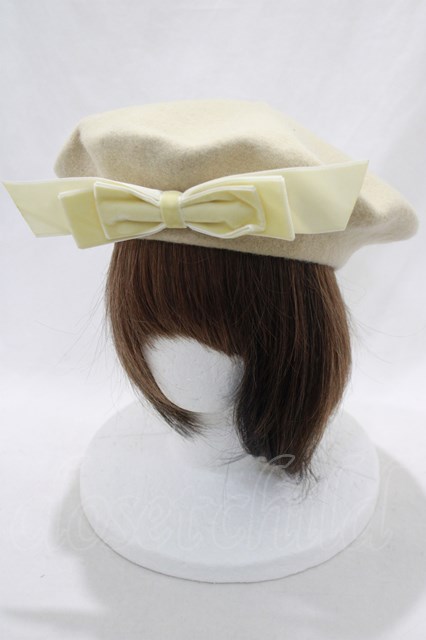 Maria pipi / Velvet Ribbon Beret ベージュ H-24-11-27-015-EL-AC-NS-ZH