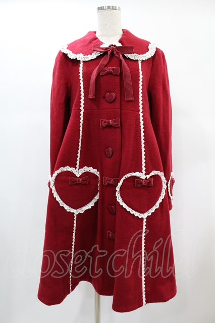 Angelic Pretty / Lovelyハートポッケコート Free レッド H-24-12-18-027-AP-CO-NS-ZH