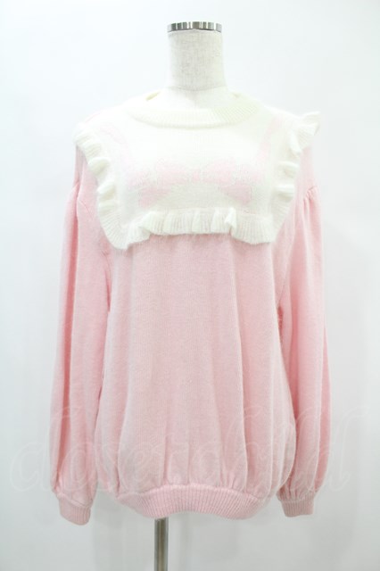 Candy Stripper / RIBBON FRILL KNIT ピンク H-24-12-29-2036-PU-TO-KB-ZH