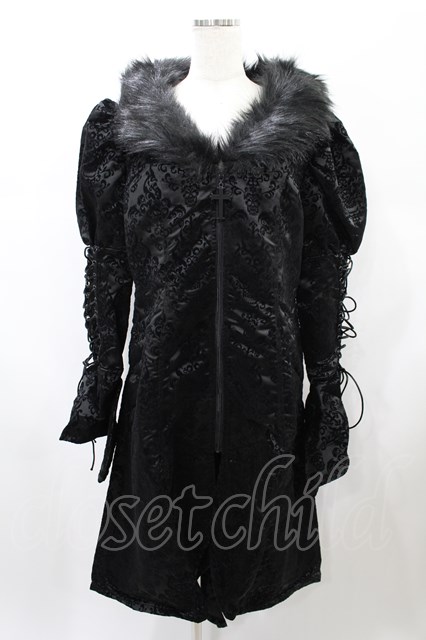 KILL STAR / EVAROSE BROCADE COAT L ブラック H-25-01-02-2041-SL-CO-KB-ZH