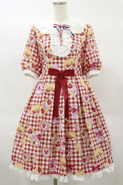 Angelic Pretty / いちごBread Bakeryワンピース Free レッド H-25-02-01-077-AP-OP-NS-ZH