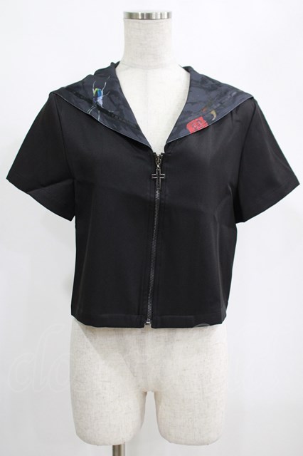 PUNK RAVE / Chinese Style Silk Fan black sailor collar girl uniform jacket L ブラック H-25-02-12-051-PU-TO-KB-ZS