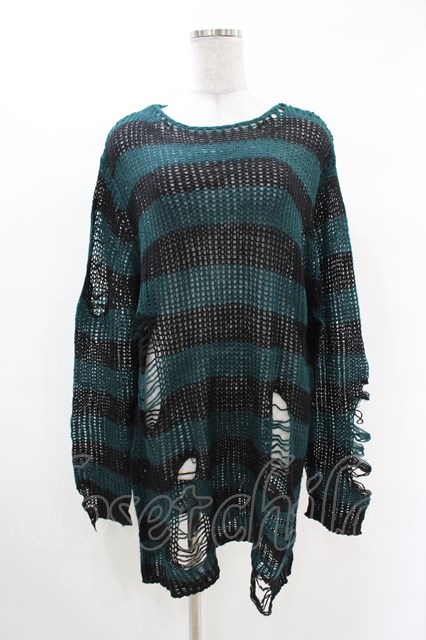 KILL STAR / Sea Punk Knit Sweater M ブルーグリーン H-25-02-28-1015-SL-TO-KB-ZH