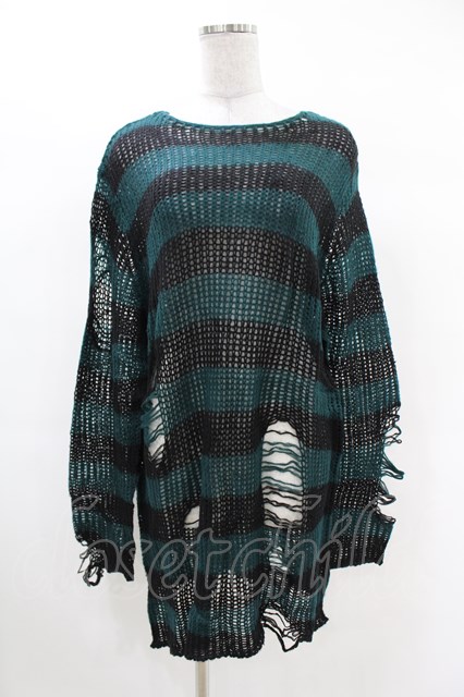 KILL STAR / Sea Punk Knit Sweater M ブルーグリーン H-25-02-28-1016-SL-TO-KB-ZH