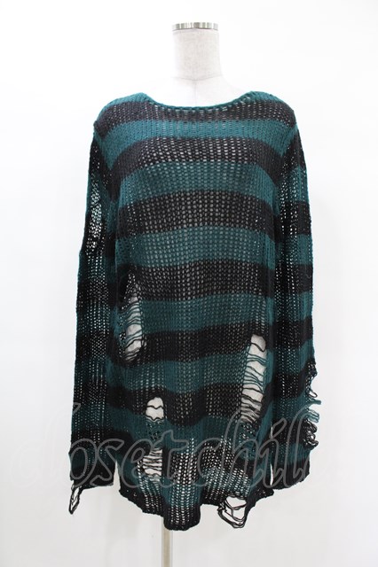 KILL STAR / Sea Punk Knit Sweater S ブルーグリーン H-25-02-28-1022-SL-TO-KB-ZH