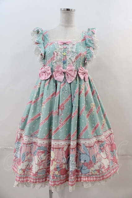 Angelic Pretty / MELODY TOYSハイウエストジャンパースカートセット ミント I-24-05-09-024-AP-OP-HD-ZI