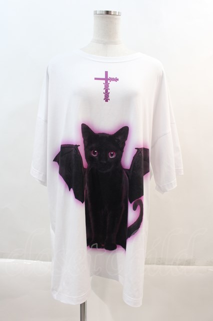 TRAVAS TOKYO / Black cat BIG Tee 白 I-24-05-19-016-PU-TO-HD-ZI