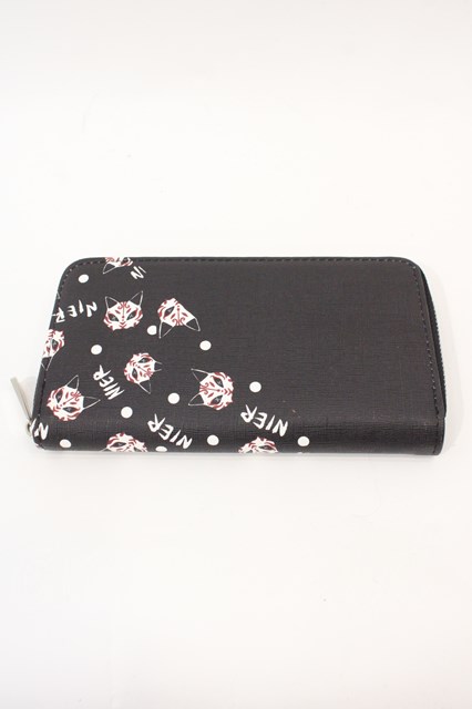 NieR Clothing / PU LEATHER TWO-TONE LONG WALLET【狐面】 黒Ｘ白Ｘ赤 I-24-07-17-073-PU-ZA-HD-ZI