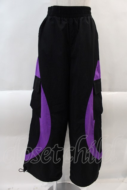 NieR Clothing / 4POCKET BACK WING PANTS【CYBER DESIGN】 ブラック×パープル I-24-08-30-061-PU-PA-HD-ZI