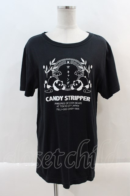 Candy Stripper / 東京キャンディTシャツ L 黒Ｘ白 I-24-09-22-038-PU-TO-HD-ZI