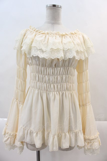 ATELIER PIERROT / Shirring princess sleeve blouse アイボリー I-24-11-14-004-EL-BL-HD-ZI