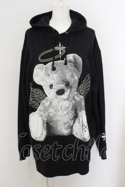 TRAVAS TOKYO / Rhinestone Angel bear hoodie F ブラック O-24-02-28-099-PU-TO-YM-ZS