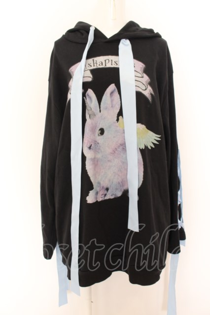 TRAVAS TOKYO / Rabbicorn ribbon lace-up hoodie　パーカー F ブラック O-24-05-30-1124-PU-TO-YM-OS