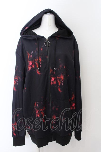 NieR Clothing / RED BUTTERFLY EFFECT ZIP OUTER パーカー ブラックｘレッド O-24-06-17-006-PU-TO-YM-OS