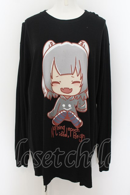 NieR Clothing / 擬人化NIERちゃんカットソー XL ブラック O-24-07-08-1004-PU-TO-IG-OS-A