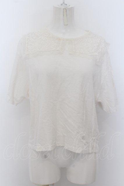 Katie / MARINE GIRL lace collar tee F オフシロ O-24-07-31-2040-LO-TO-IG-OS