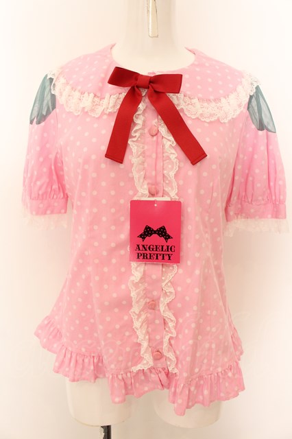 Angelic Pretty / Strawberryブラウス ピンク O-24-08-22-050-AP-BL-IG-OS