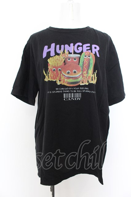 Candy Stripper / BURNING JUNK FOOD Tシャツ 3 ブラック O-24-09-30-045-PU-TO-OW-OS