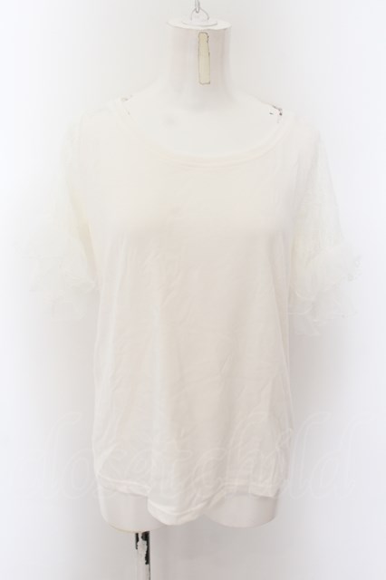 axes femme / レーススリーブTシャツ M シロ O-24-10-11-103-AX-TO-IG-OS