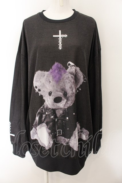 TRAVAS TOKYO / Punkish bear Big プルオーバーパーカー ブラック O-24-12-19-029-PU-TO-IG-OS