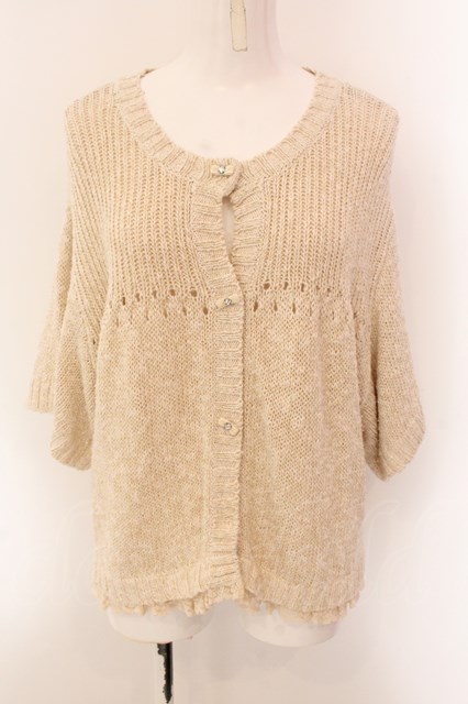 Franche Lippee / 麻混裾レースラメニットカーディガン M ベージュ O-25-01-29-010-LO-TO-OW-OS