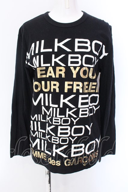 MILKBOY / COMME des GARCONSコラボ　カットソー ブラック O-25-02-10-058-MB-TO-YM-OS