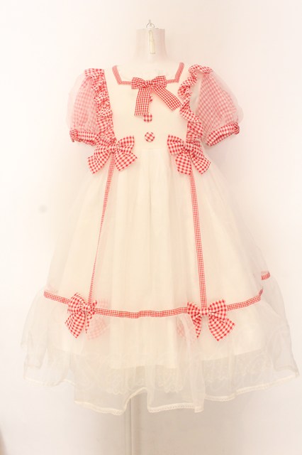 Angelic Pretty / ふんわりパフェワンピース シロ×アカ O-25-02-27-1042-AP-OP-IG-OS