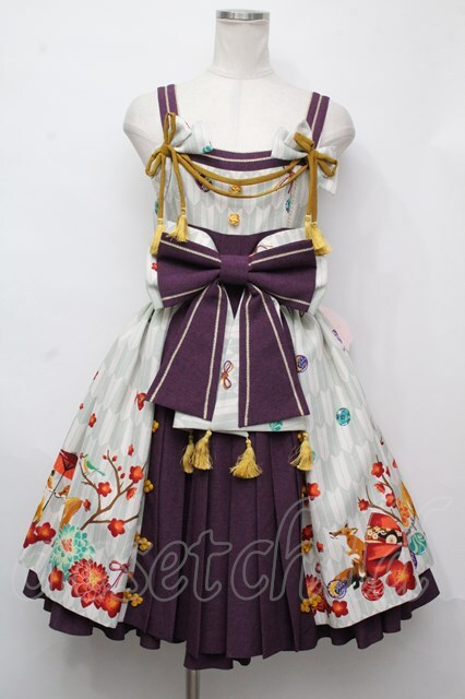 metamorphose / 春告げ鳥の恋うららプリーツジャンパースカート グリーン S-24-07-14-054-ME-OP-UT-ZS