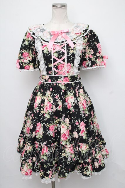 Angelic Pretty / Sweet Roseワンピース 黒 S-24-07-28-2033-AP-OP-AS-ZS