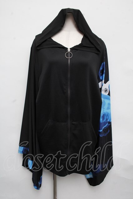 NieR Clothing / 着物袖パーカー 黒 S-24-08-30-040-PU-TO-AS-ZS