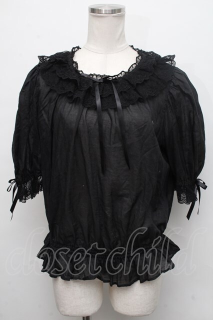 Angelic Pretty / マドレーヌレースブラウス 黒 S-24-09-14-043-AP-BL-AS-ZS