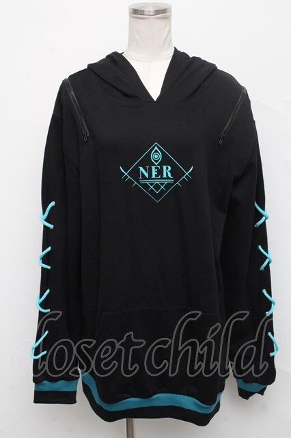 NieR Clothing / 袖スピンドルパーカー 黒 S-24-09-19-025-PU-TO-AS-ZS