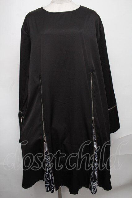 NieR Clothing / ZIPワンピース 黒 S-25-01-05-037-PU-OP-AS-ZS