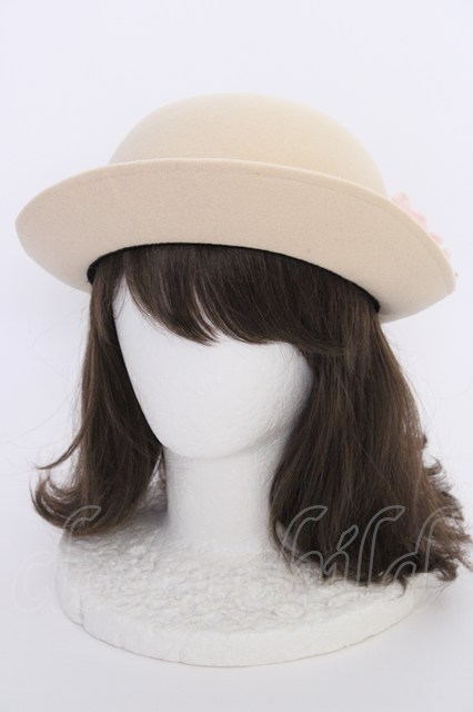 axes femme / パールレースボーラーハット ベージュ T-24-12-03-009-AX-AC-SA-ZT