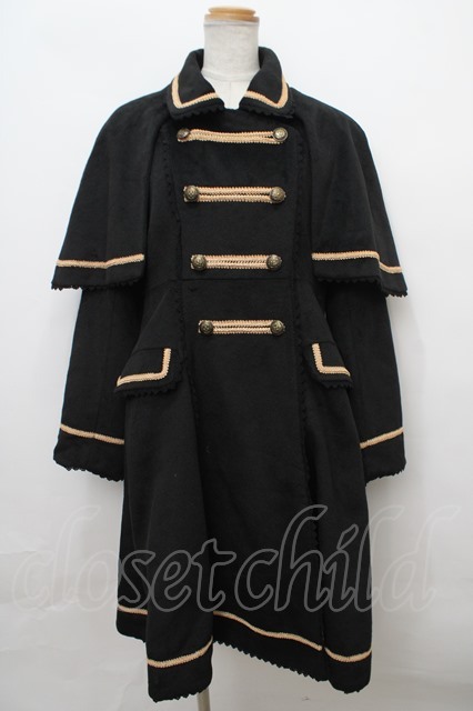 axes femme kawaii / COAT ケープ付きナポレオンコート 黒 Y-24-02-22-168-AX-CO-AS-ZI