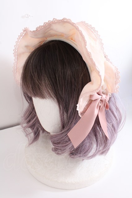 axes femme kawaii / ドットチュールフリルカチューシャ ピンク Y-24-09-25-065-AX-AC-SZ-ZY