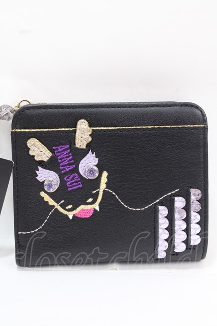 ANNA SUI / ニューイヤードラゴンLファスナー2つ折り財布 黒 Y-25-02-06-040-PU-ZA-SZ-ZY