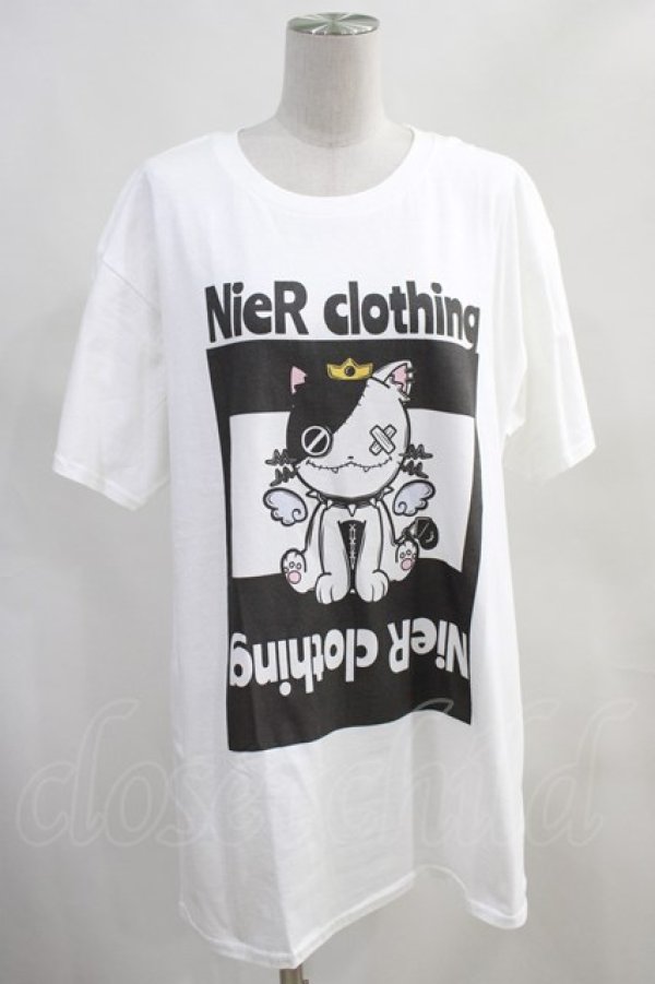 画像1: NieR Clothing / プリント半袖CUTSEW XL 白 H-24-01-12-040-PU-TO-KB-ZT384 (1)