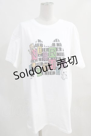 画像: NieR Clothing / プリント半袖CUTSEW XL 白 H-24-01-13-024-PU-TO-KB-ZT399