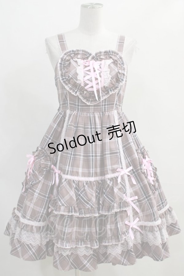 Angelic Pretty / トリプルハートジャンパースカート Free ブラウン H-24-01-20-012-AP-OP-NS-ZH -  closet child オンラインショップ