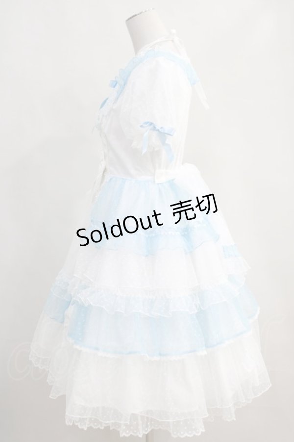 画像2: Angelic Pretty / トッピングハートワンピース Free 白/サックス H-24-04-04-007-AP-OP-NS-ZH (2)