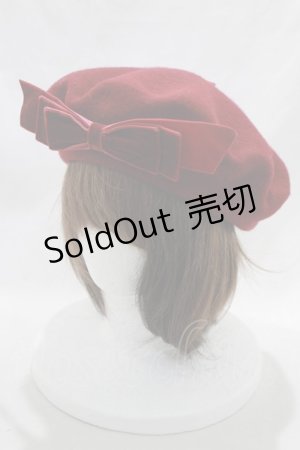 画像: Maria pipi / Velvet Ribbon Beret  ボルドー H-24-04-04-079-EL-AC-NS-ZH