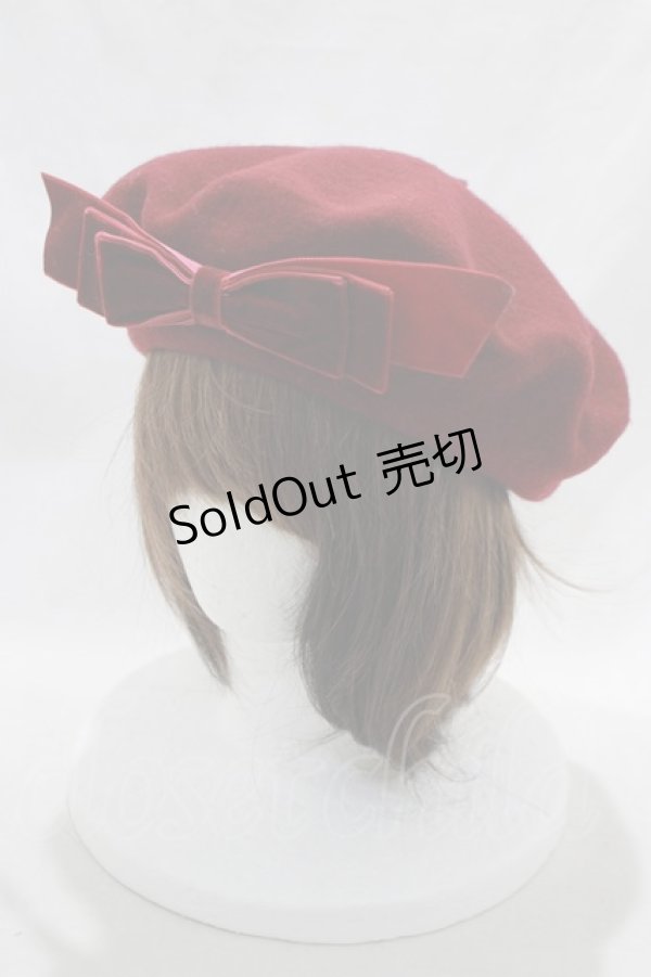 画像1: Maria pipi / Velvet Ribbon Beret  ボルドー H-24-04-04-079-EL-AC-NS-ZH (1)