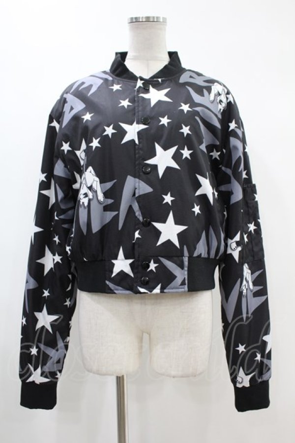 画像1: NieR Clothing / プリントBLOUSON JACKET  黒 H-24-04-13-055-PU-JA-KB-ZT362 (1)