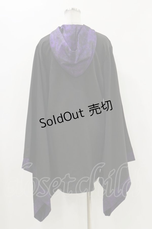 画像2: NieR Clothing / 着物風袖フードシャツ  黒×紫 H-24-05-02-059-PU-BL-KB-ZH (2)