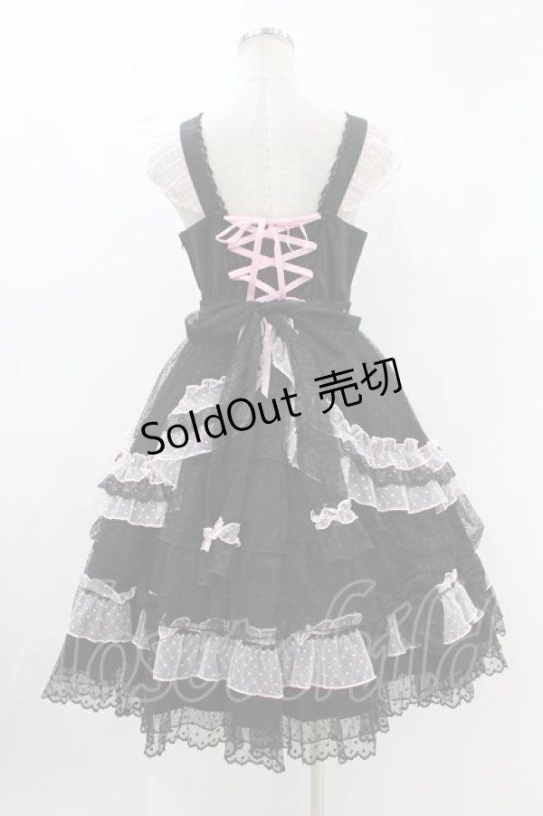 画像2: Angelic Pretty / トッピングハートジャンパースカート Free ブラック/ピンク H-24-05-11-1028-AP-OP-NS-ZH (2)