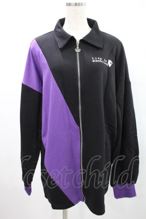 画像: NieR Clothing / 襟付きZIPブルゾン  黒×紫 H-24-05-18-1026-PU-JA-KB-ZT384