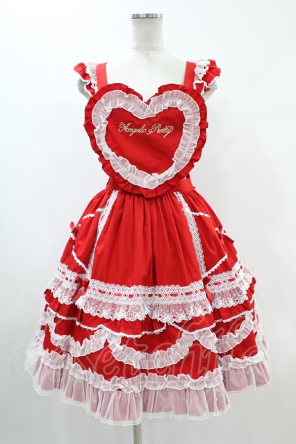 Angelic Pretty / Heart胸あて付スカート(無地) Free レッド H-24-05-19-1017-AP-OP-NS-ZH -  closet child オンラインショップ