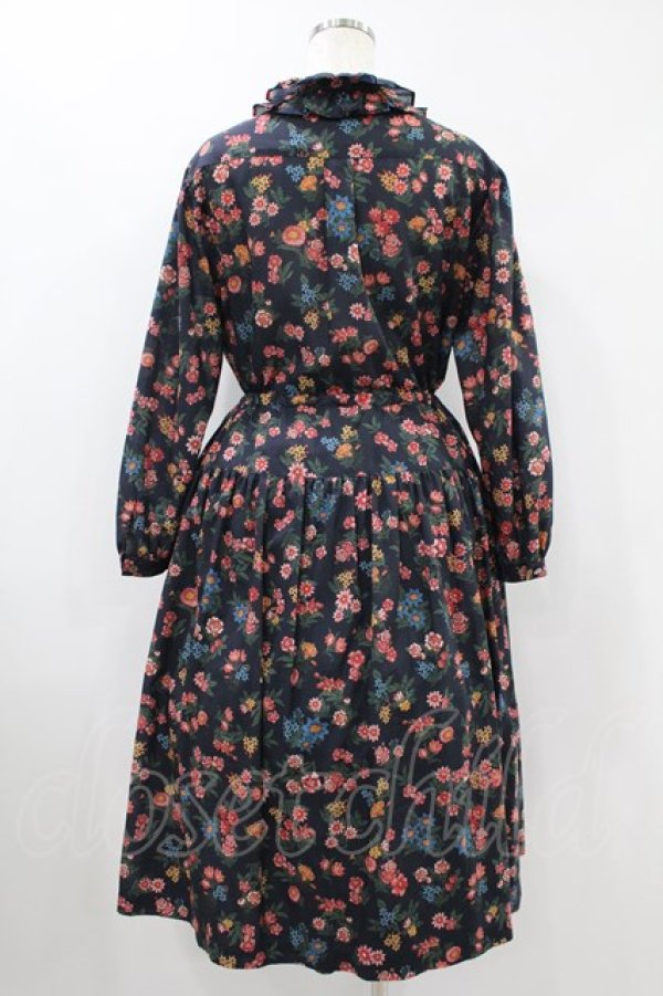 画像2: Jane Marple Dans Le Saｌon / Flowers of Jouy layered dress  ネイビー H-24-06-03-028-JM-OP-KB-ZH (2)
